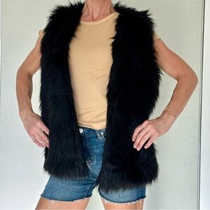 Black faux fur vest